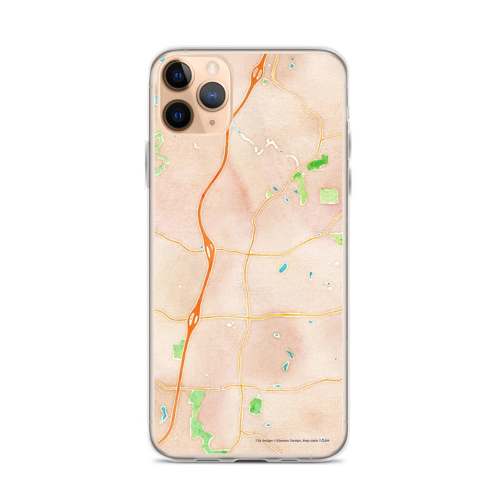 Custom iPhone 11 Pro Max Woodstock Georgia Map Phone Case in Watercolor