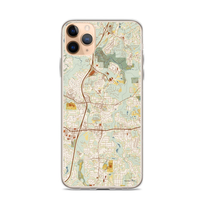 Custom iPhone 11 Pro Max Woodstock Georgia Map Phone Case in Woodblock