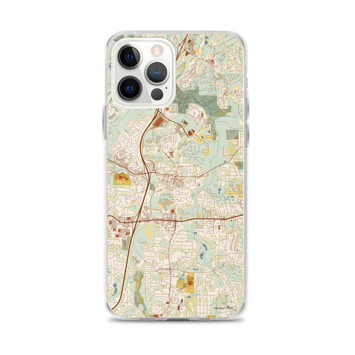 Custom iPhone 12 Pro Max Woodstock Georgia Map Phone Case in Woodblock
