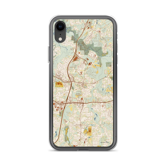 Custom iPhone XR Woodstock Georgia Map Phone Case in Woodblock