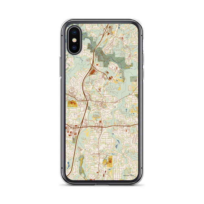 Custom iPhone X/XS Woodstock Georgia Map Phone Case in Woodblock