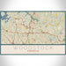 Woodstock Georgia Map Print Landscape Orientation in Woodblock Style With Shaded Background