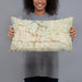 Person holding 20x12 Custom Woodstock Georgia Map Throw Pillow in Woodblock