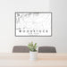 24x36 Woodstock New York Map Print Landscape Orientation in Classic Style Behind 2 Chairs Table and Potted Plant