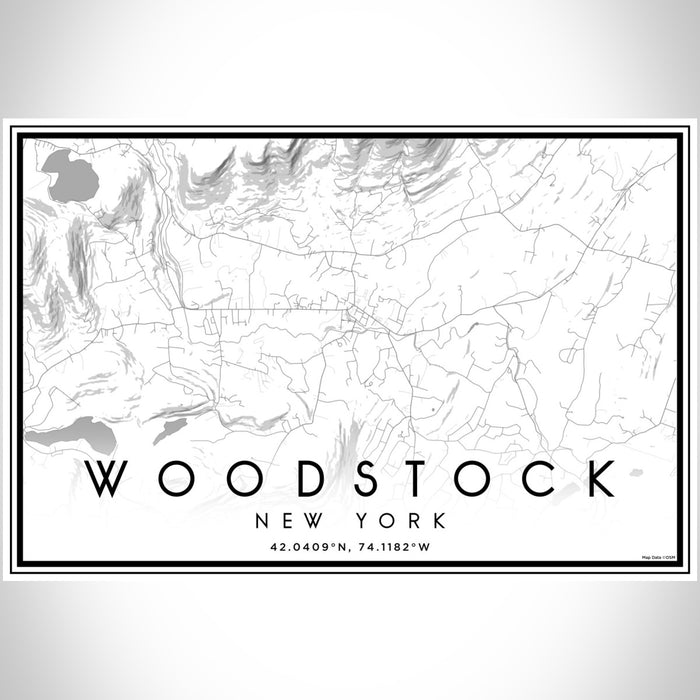Woodstock New York Map Print Landscape Orientation in Classic Style With Shaded Background