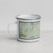 Left View Custom Woodstock New York Map Enamel Mug in Woodblock