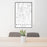24x36 Woodstock Vermont Map Print Portrait Orientation in Classic Style Behind 2 Chairs Table and Potted Plant