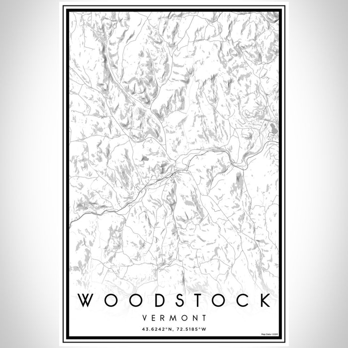 Woodstock Vermont Map Print Portrait Orientation in Classic Style With Shaded Background