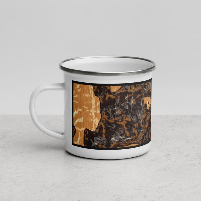 Left View Custom Woodstock Vermont Map Enamel Mug in Ember