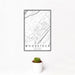 12x18 Woodstock Virginia Map Print Portrait Orientation in Classic Style With Small Cactus Plant in White Planter