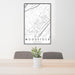 24x36 Woodstock Virginia Map Print Portrait Orientation in Classic Style Behind 2 Chairs Table and Potted Plant