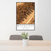 24x36 Woodstock Virginia Map Print Portrait Orientation in Ember Style Behind 2 Chairs Table and Potted Plant