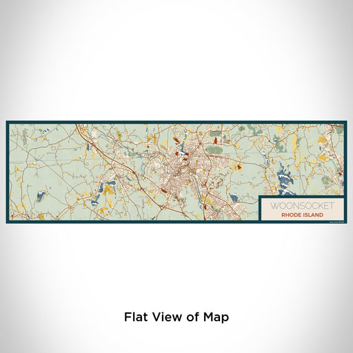 Flat View of Map Custom Woonsocket Rhode Island Map Enamel Mug in Woodblock