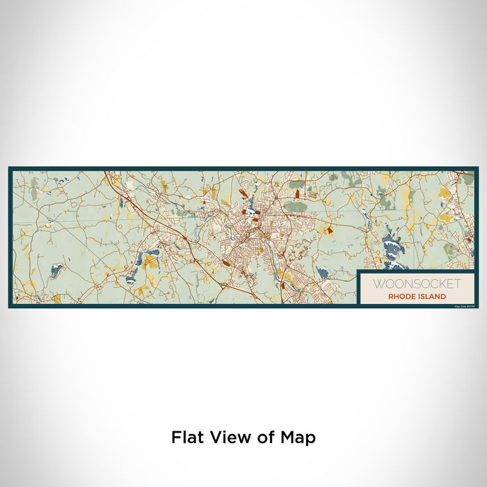 Flat View of Map Custom Woonsocket Rhode Island Map Enamel Mug in Woodblock