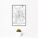 12x18 Worcester Massachusetts Map Print Portrait Orientation in Classic Style With Small Cactus Plant in White Planter