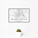 12x18 Worcester Massachusetts Map Print Landscape Orientation in Classic Style With Small Cactus Plant in White Planter