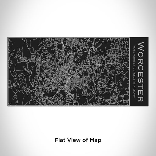 Rendered View of Worcester Massachusetts Map Engraving on 17oz Stainless Steel Insulated Cola Bottle in Black