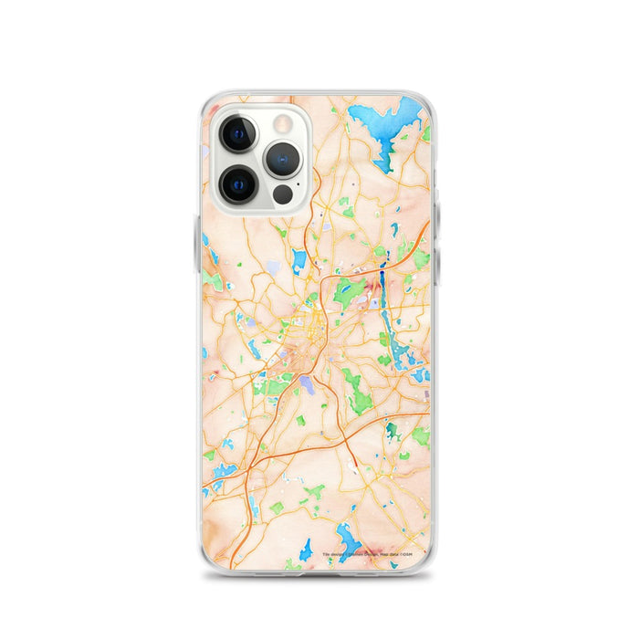 Custom Worcester Massachusetts Map iPhone 12 Pro Phone Case in Watercolor