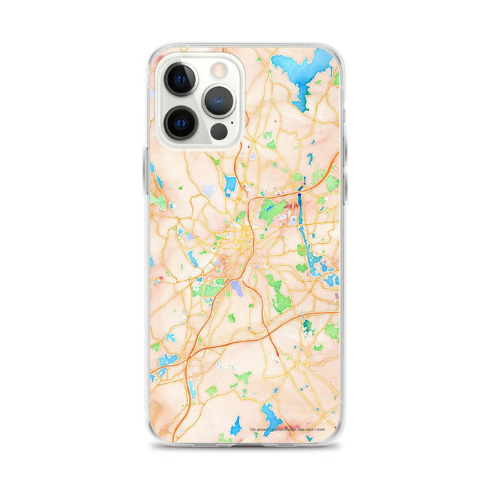 Custom Worcester Massachusetts Map iPhone 12 Pro Max Phone Case in Watercolor