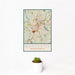 12x18 Worcester Massachusetts Map Print Portrait Orientation in Woodblock Style With Small Cactus Plant in White Planter