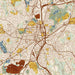Worcester Massachusetts Map Print in Woodblock Style Zoomed In Close Up Showing Details