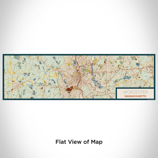 Flat View of Map Custom Worcester Massachusetts Map Enamel Mug in Woodblock
