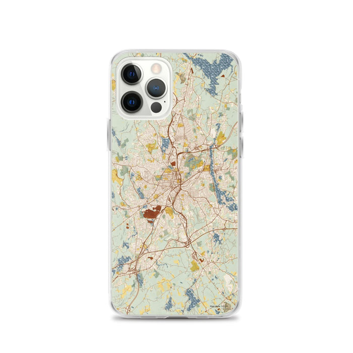 Custom Worcester Massachusetts Map iPhone 12 Pro Phone Case in Woodblock