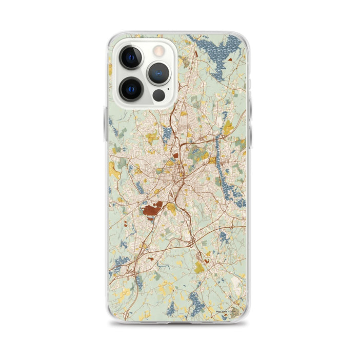 Custom Worcester Massachusetts Map iPhone 12 Pro Max Phone Case in Woodblock