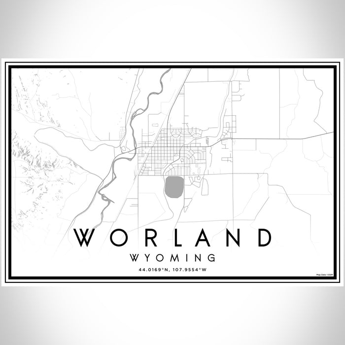 Worland Wyoming Map Print Landscape Orientation in Classic Style With Shaded Background