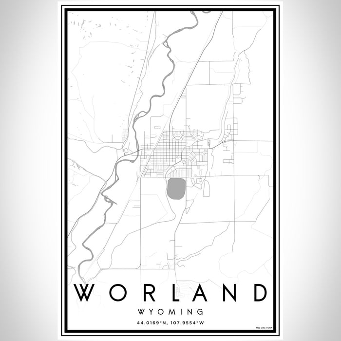 Worland Wyoming Map Print Portrait Orientation in Classic Style With Shaded Background