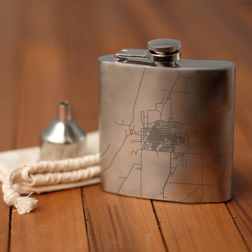 Worland Wyoming Custom Engraved City Map Inscription Coordinates on 6oz Stainless Steel Flask