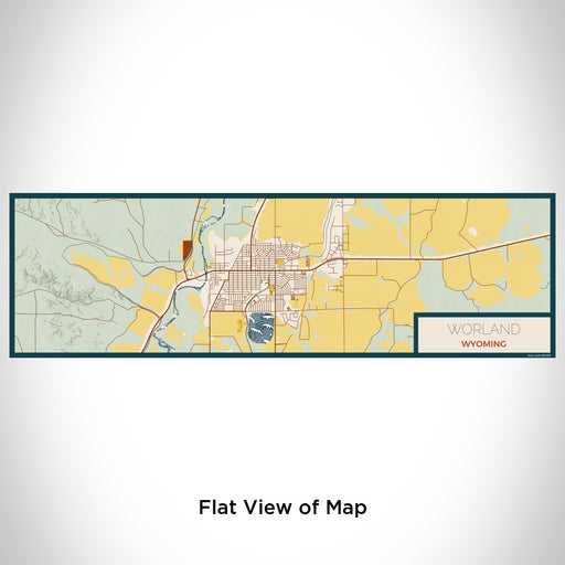 Flat View of Map Custom Worland Wyoming Map Enamel Mug in Woodblock
