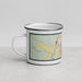 Left View Custom Worland Wyoming Map Enamel Mug in Woodblock