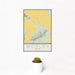 12x18 Worley Idaho Map Print Portrait Orientation in Woodblock Style With Small Cactus Plant in White Planter