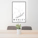 24x36 Worley Idaho Map Print Portrait Orientation in Classic Style Behind 2 Chairs Table and Potted Plant