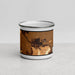 Front View Custom Worley Idaho Map Enamel Mug in Ember