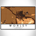 Worley Idaho Map Print Landscape Orientation in Ember Style With Shaded Background