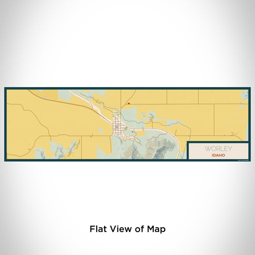 Flat View of Map Custom Worley Idaho Map Enamel Mug in Woodblock