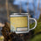 Right View Custom Worley Idaho Map Enamel Mug in Woodblock on Grass With Trees in Background