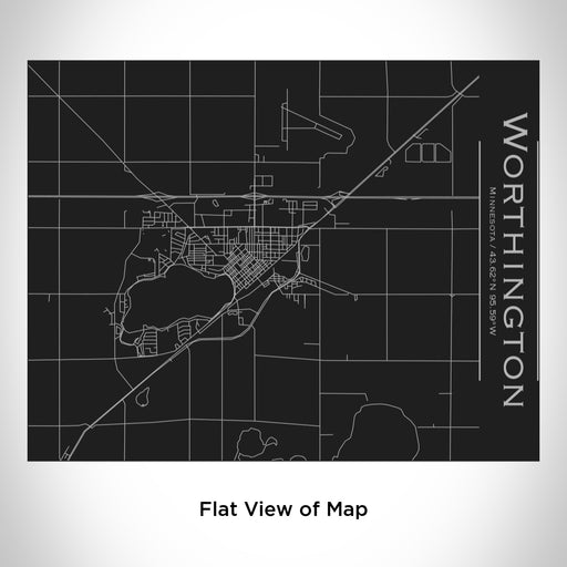 Rendered View of Worthington Minnesota Map Engraving on 20oz Stainless Steel Insulated Bottle with Bamboo Top in Black
