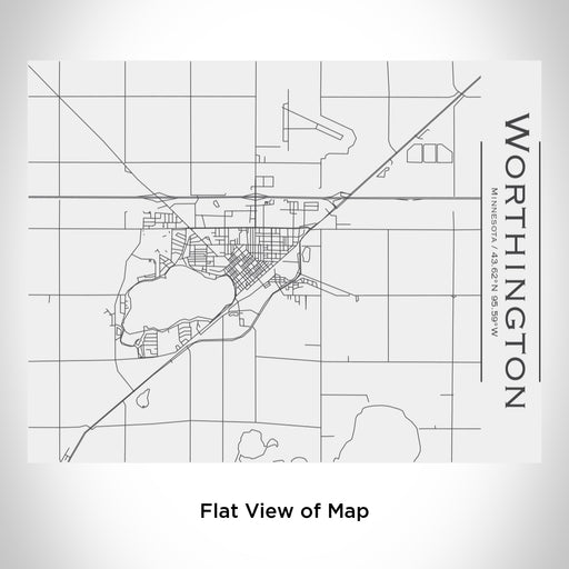 Rendered View of Worthington Minnesota Map Engraving on 20oz Stainless Steel Insulated Bottle with Bamboo Top in White