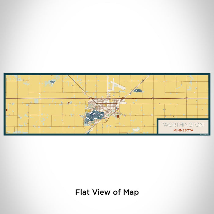 Flat View of Map Custom Worthington Minnesota Map Enamel Mug in Woodblock