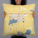 Person holding 22x22 Custom Worthington Minnesota Map Throw Pillow in Woodblock