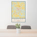 24x36 Wrens Georgia Map Print Portrait Orientation in Woodblock Style Behind 2 Chairs Table and Potted Plant