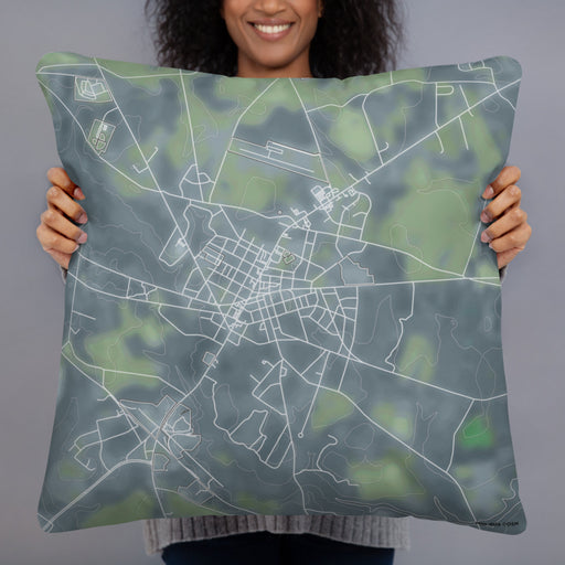 Person holding 22x22 Custom Wrens Georgia Map Throw Pillow in Afternoon