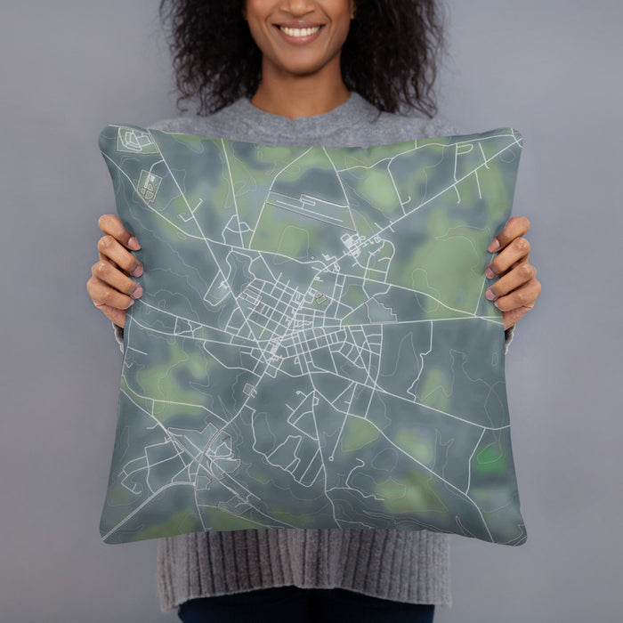 Person holding 18x18 Custom Wrens Georgia Map Throw Pillow in Afternoon