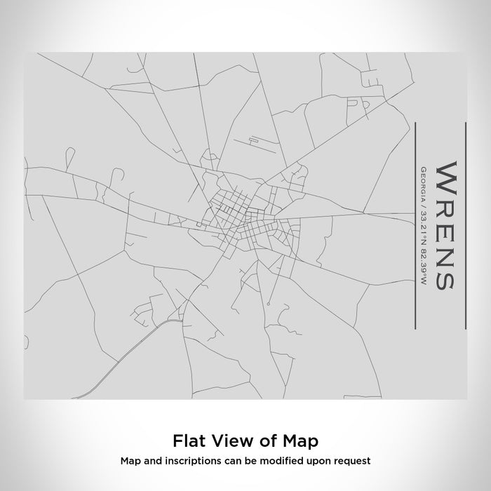 Rendered View of Wrens Georgia Map Engraving on 20oz Stainless Steel Insulated Bottle with Bamboo Top