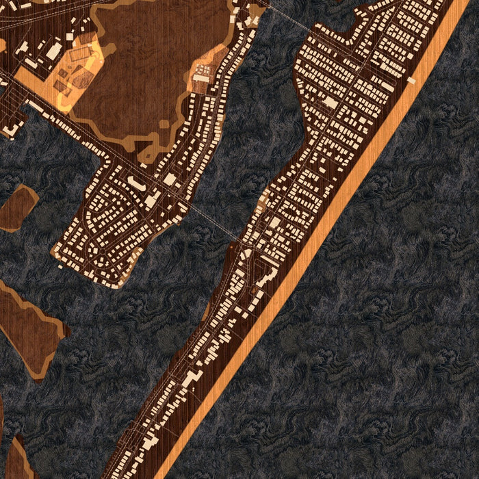 Wrightsville Beach North Carolina Map Print in Ember Style Zoomed In Close Up Showing Details