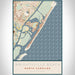 Wrightsville Beach North Carolina Map Print Portrait Orientation in Woodblock Style With Shaded Background