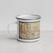 Left View Custom Wylie Texas Map Enamel Mug in Woodblock